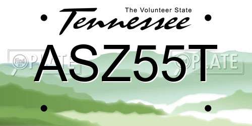 ASZ55T Tennessee License Plate