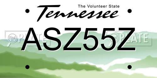 ASZ55Z Tennessee License Plate
