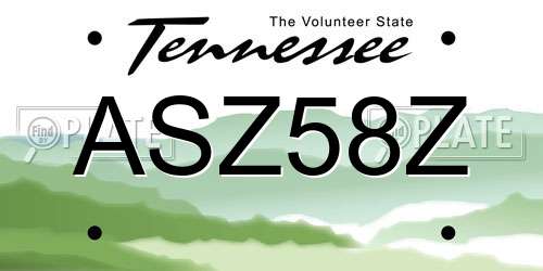 ASZ58Z Tennessee License Plate