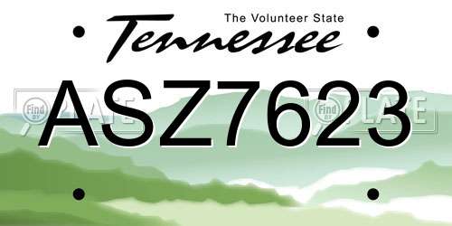 ASZ7623 Tennessee License Plate