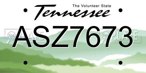 ASZ7673 Tennessee License Plate