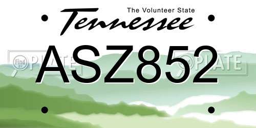 ASZ852 Tennessee License Plate
