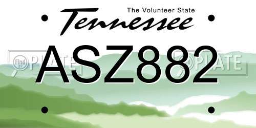 ASZ882 Tennessee License Plate