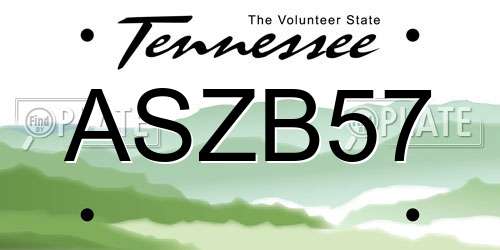 ASZB57 Tennessee License Plate