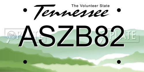 ASZB82 Tennessee License Plate