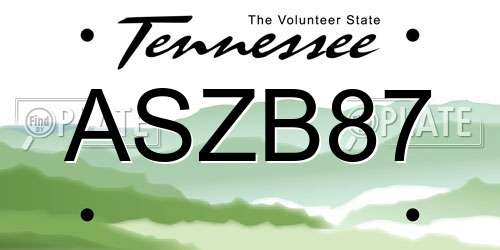 ASZB87 Tennessee License Plate
