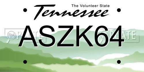 ASZK64 Tennessee License Plate