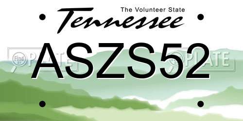 ASZS52 Tennessee License Plate