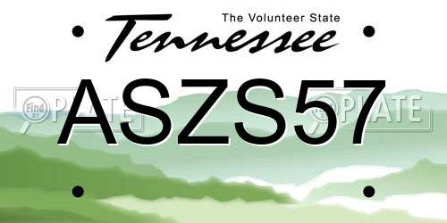 ASZS57 Tennessee License Plate
