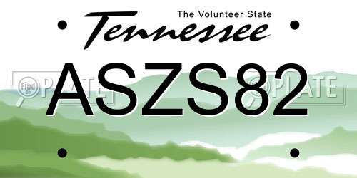 ASZS82 Tennessee License Plate