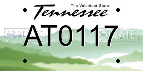 AT0117 Tennessee License Plate
