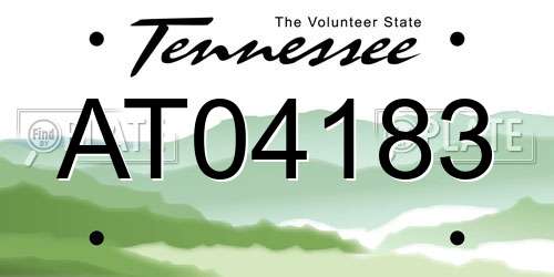 AT04183 Tennessee License Plate