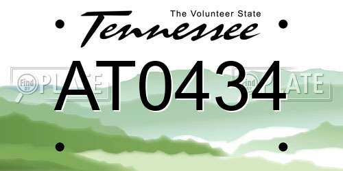 AT0434 Tennessee License Plate