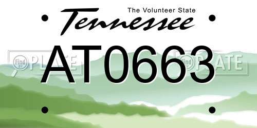 AT0663 Tennessee License Plate