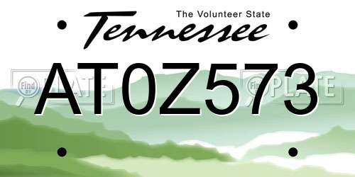 AT0Z573 Tennessee License Plate