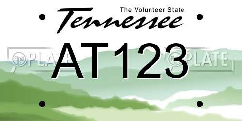 AT123 Tennessee License Plate