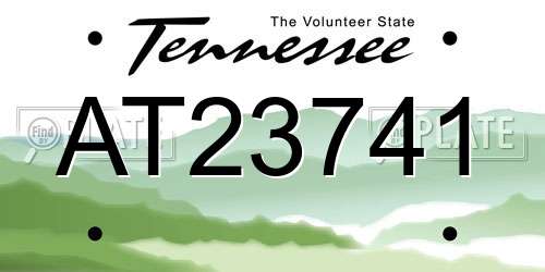 AT23741 Tennessee License Plate