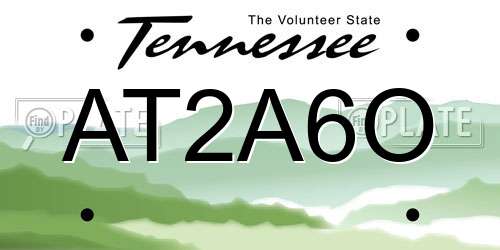 AT2A6O Tennessee License Plate