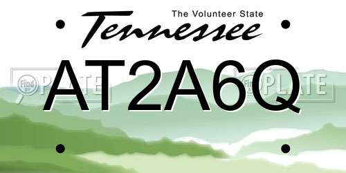 AT2A6Q Tennessee License Plate