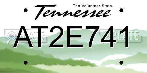 AT2E741 Tennessee License Plate