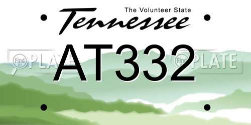AT332 Tennessee License Plate
