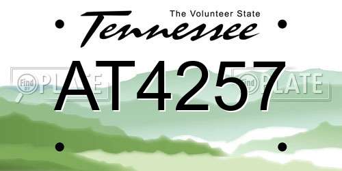 AT4257 Tennessee License Plate
