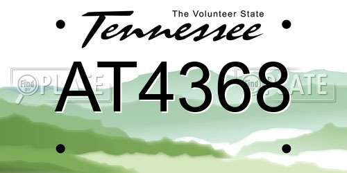 AT4368 Tennessee License Plate