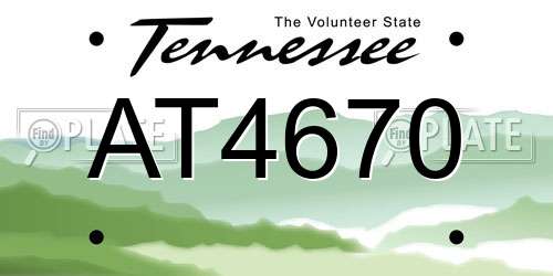 AT4670 Tennessee License Plate