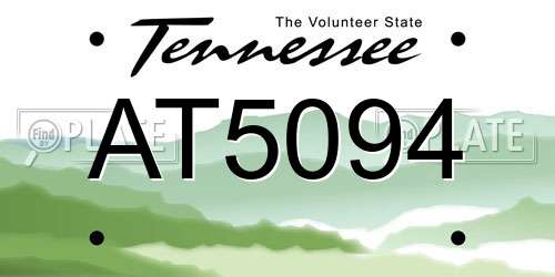 AT5094 Tennessee License Plate