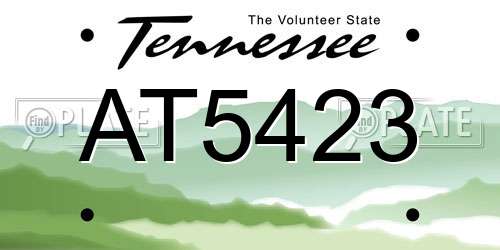 AT5423 Tennessee License Plate