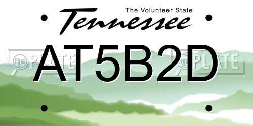AT5B2D Tennessee License Plate