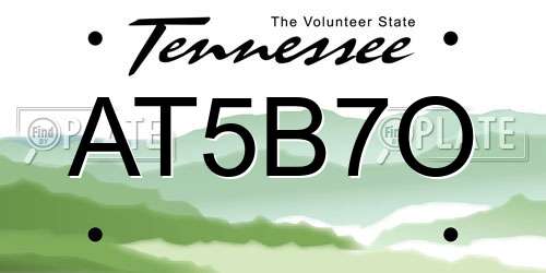 AT5B7O Tennessee License Plate