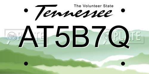 AT5B7Q Tennessee License Plate