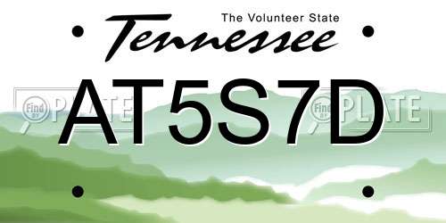 AT5S7D Tennessee License Plate