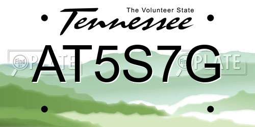 AT5S7G Tennessee License Plate