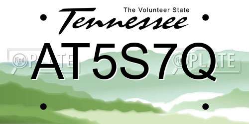 AT5S7Q Tennessee License Plate
