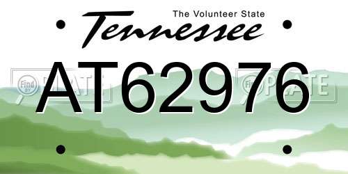 AT62976 Tennessee License Plate