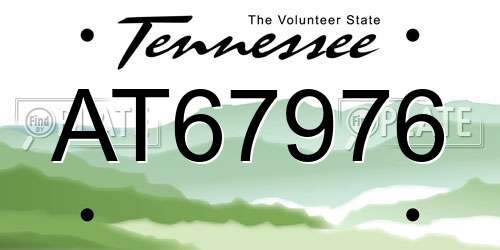 AT67976 Tennessee License Plate