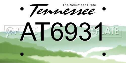 AT6931 Tennessee License Plate