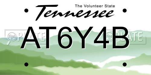 AT6Y4B Tennessee License Plate