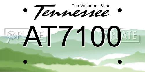 AT7100 Tennessee License Plate