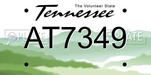 AT7349 Tennessee License Plate
