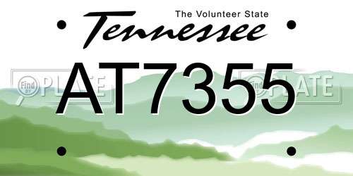 AT7355 Tennessee License Plate