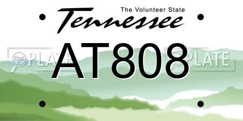 AT808 Tennessee License Plate
