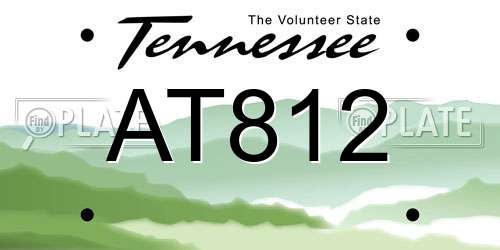 AT812 Tennessee License Plate