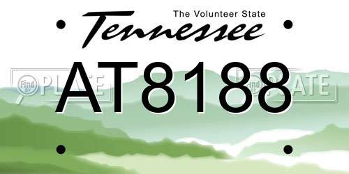 AT8188 Tennessee License Plate