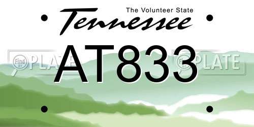 AT833 Tennessee License Plate
