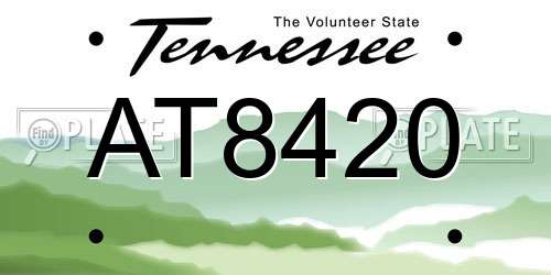 AT8420 Tennessee License Plate