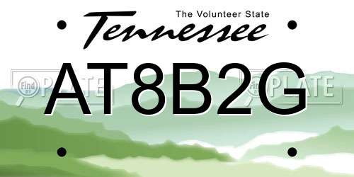 AT8B2G Tennessee License Plate