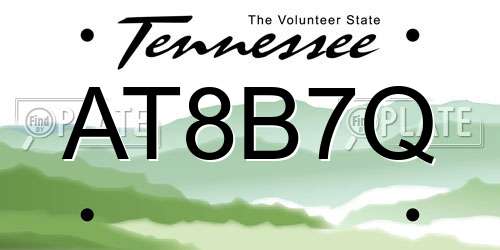AT8B7Q Tennessee License Plate